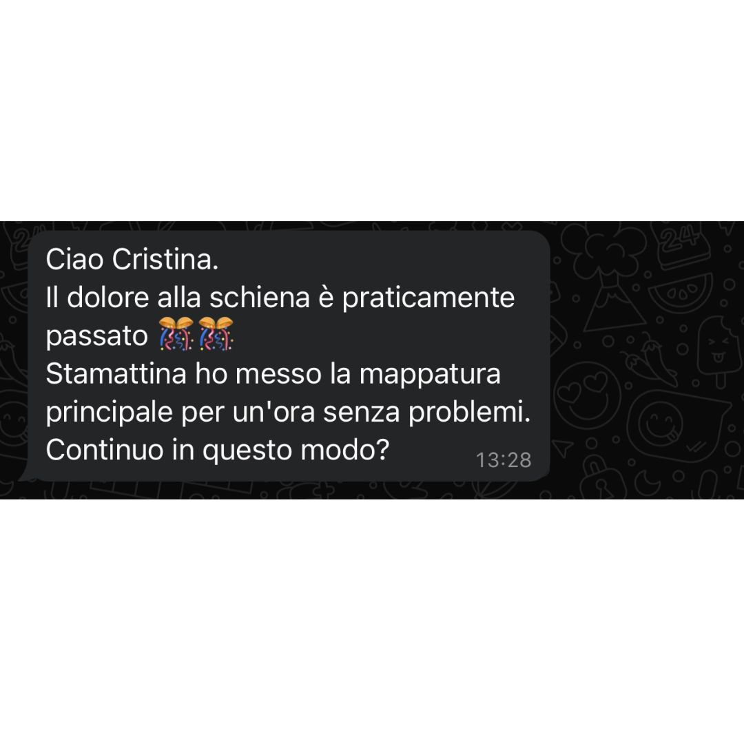 Recensione anonima ricevuta via WhatsApp da una persona seguita in un percorso Eudinamica
