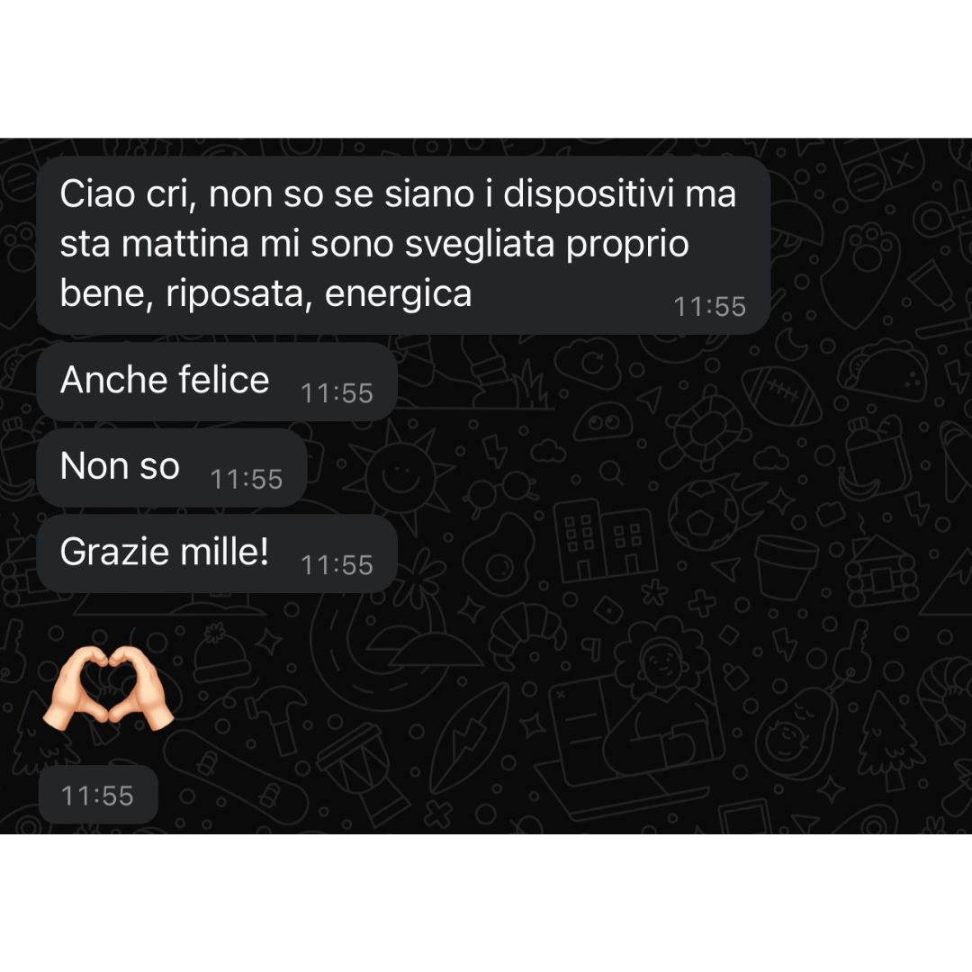 Recensione anonima ricevuta via WhatsApp da una persona seguita in un percorso Eudinamica
