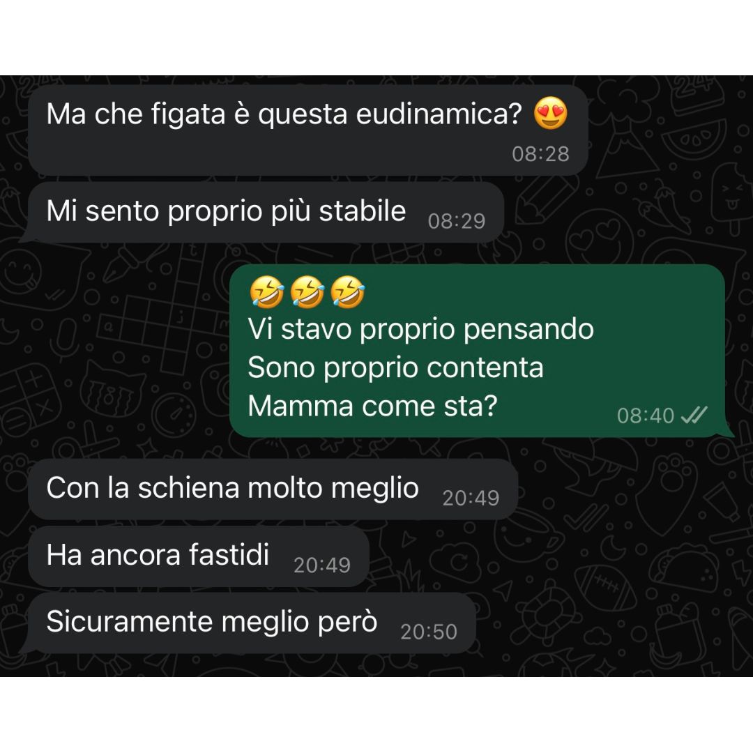 Recensione anonima ricevuta via WhatsApp da una persona seguita in un percorso Eudinamica