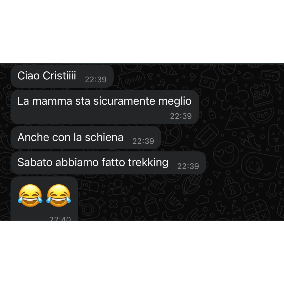 Recensione anonima ricevuta via WhatsApp da una persona seguita in un percorso Eudinamica