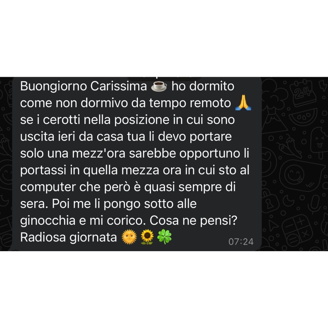 Recensione anonima ricevuta via WhatsApp da una persona seguita in un percorso Eudinamica