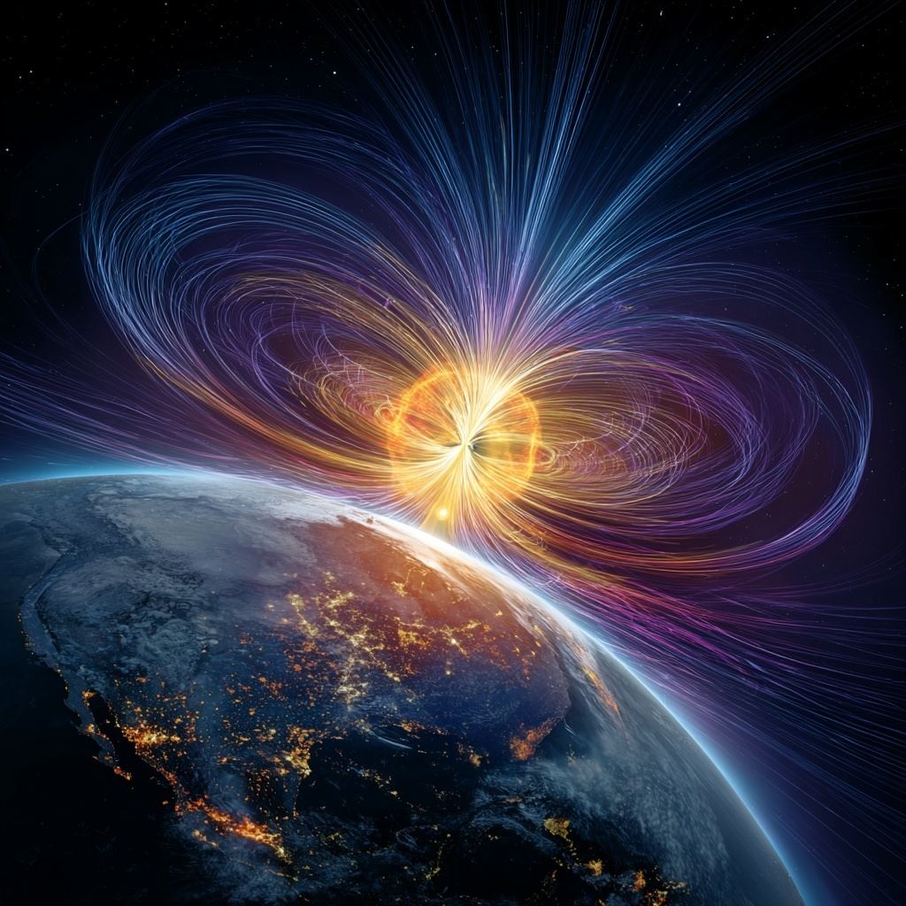 campi magnetici colpiscono la terra